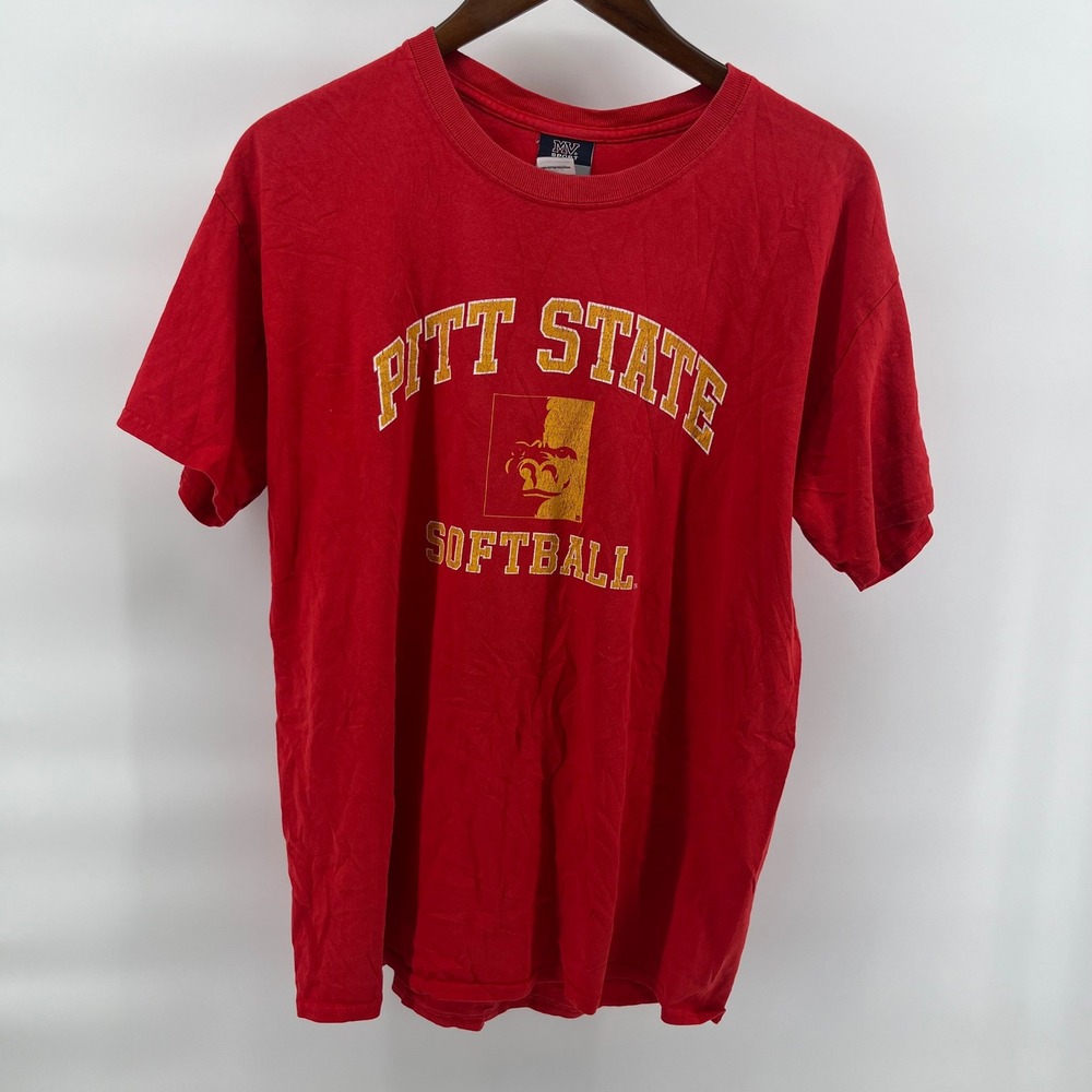 MV Sport Pitt State Softball T-Shirt Mens Large Red Pittsburg State University